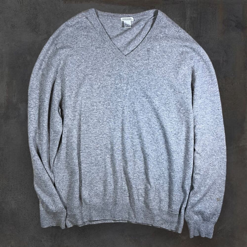 G.N.O. Design Men's XL Light Gray V Neck Sweater 100% Cashmere‎ Classic